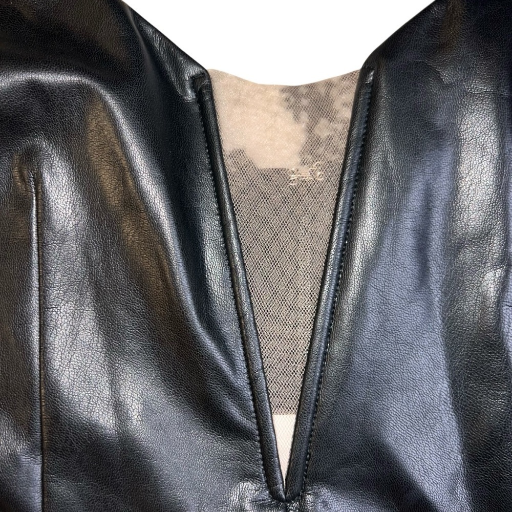 NWT Michael Costello X Revolve Black Faux Leather Maxi Dress Gold Chain Straps S - Picture 6 of 14